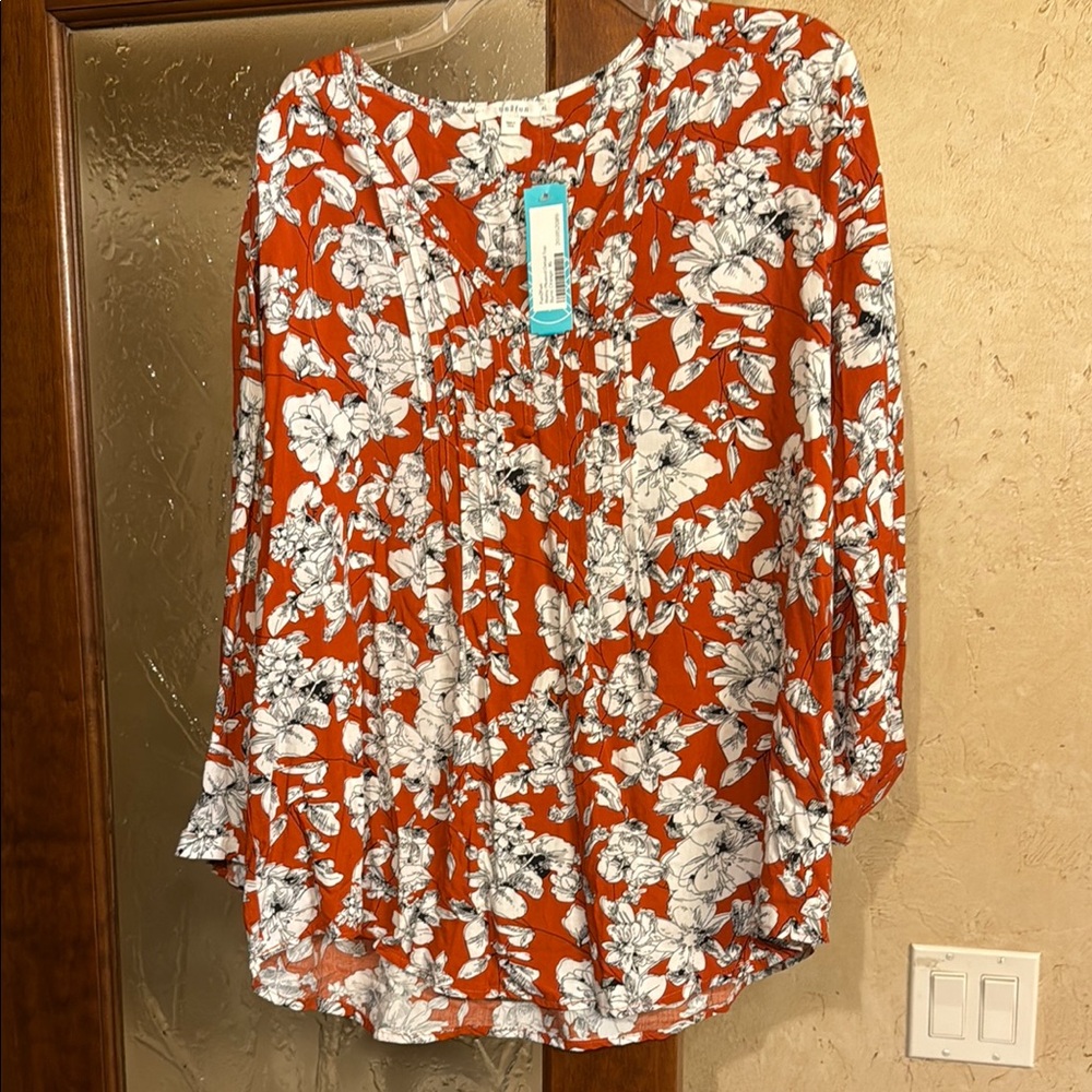 Floral Orange and White Women's Top
